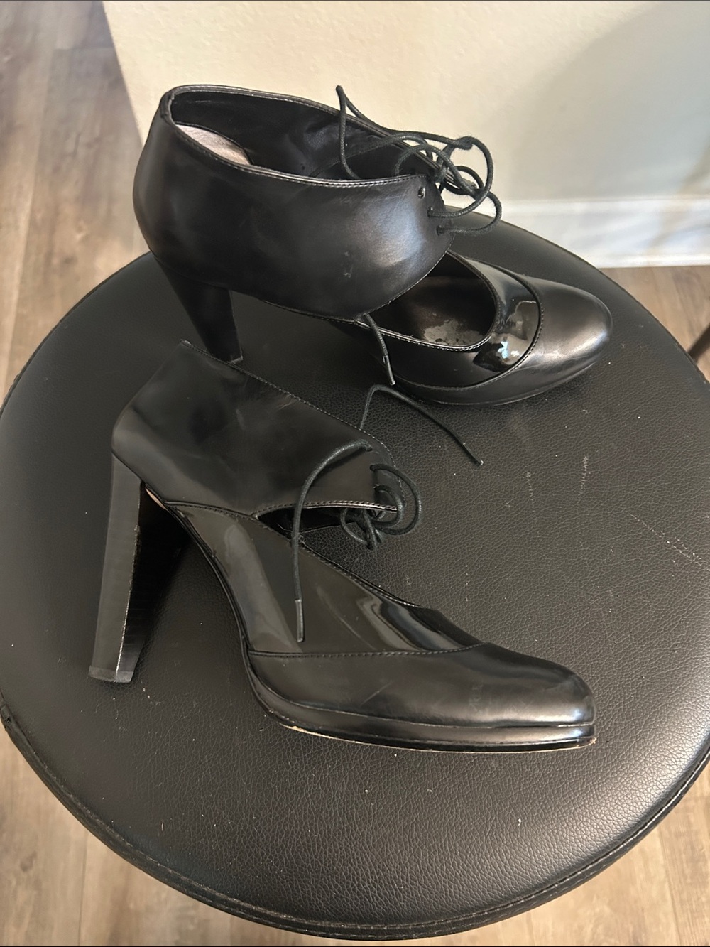 Max Studio Black Lace-Up High Heel Pumps